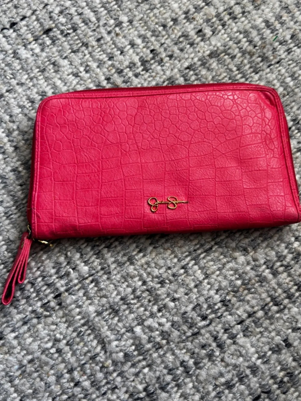 Jessica Simpson Hot Pink/Coral Knotted Fold-Front Clutch